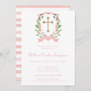 Convites Blush Floral Baptism