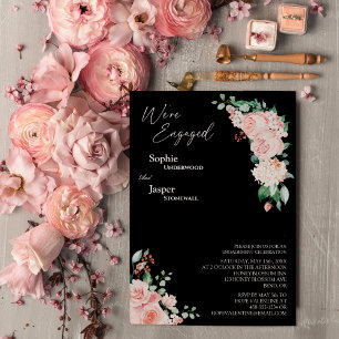 Convites Blush Floral Black Estamos Envolvidos