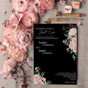 Convites Blush Floral Black Nada Rico Apenas Adora Casament