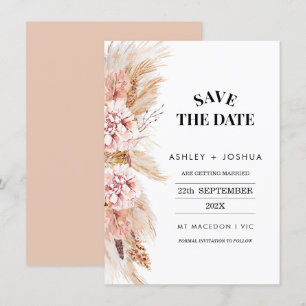 Convites Blush Floral Boho Pampas Grass Salve A Placa Date