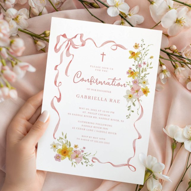 Convites Blush Floral Confirmation Invitation (Criador carregado)