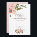 Convites Blush floral de aquarelas e Bat Mitzvah Dourado Ro<br><div class="desc">Trendy blush rosa e rosa gold floral bat mitzvah convite com tipografia elegante de escrita manual personalizável para suas especificidades de evento.</div>