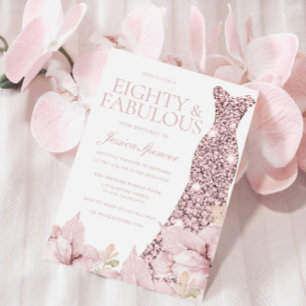 Convites Blush Floral e 80 de Glitter de Vestido Festa de a