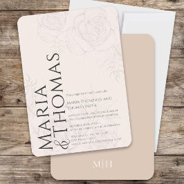 Convites Blush Floral Elegant Wedding Personalizado