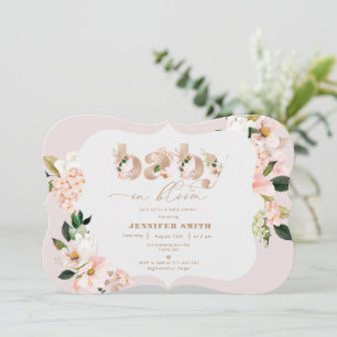 Convites Blush floral elegante bebê em chá de fraldas flora