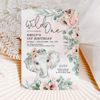 Blush Floral Elephant Wild One primeiro aniversari