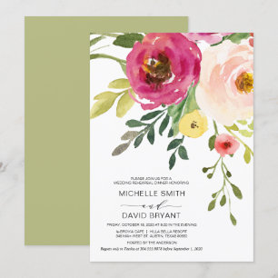Convites Blush Floral, Greenery, Janto de Ensaio de Casamen