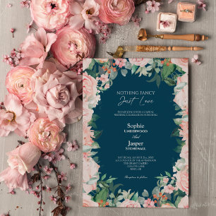 Convites Blush Floral Marinho Simples Nada Rico Casamento