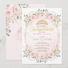 Convites Blush Floral Quinceañera Mis Quince 15 Birthday