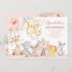 Convites Blush Floral Tribal Safari Dois segundo aniversári