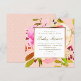 Convites Blush Floral Watercolor com Chá de fraldas de Pont