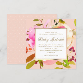 Convites Blush Floral Watercolor com pontos Baby Sprinkle