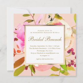Convites Blush Floral Watercolor com Pontos Bridal Brunch