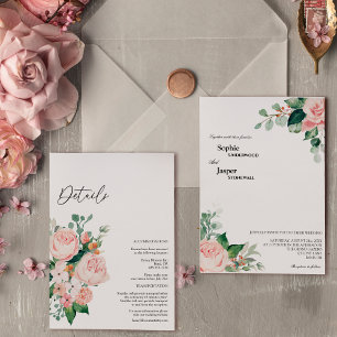 Convites Blush Floral White Detalhes Todos Em Um Casamento