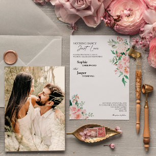 Convites Blush Floral White Nada Rico Foto Casamento