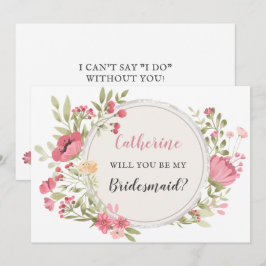 Convites Blush Floral Wreath Você Será Minha Porta-Voz