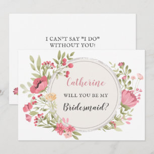 Convites Blush Floral Wreath Você Será Minha Porta-Voz