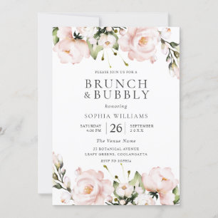Convites Blush Flowers Brunch e Chá de panela Borracha