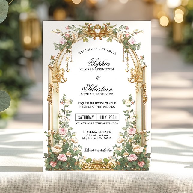Convites Blush Gold Garden Estate Ceremony (Criador carregado)