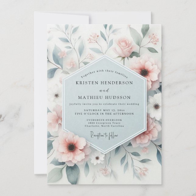 Convites Blush Gossamer Bloom Wedding (Frente)