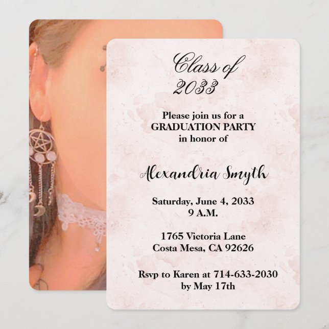 Convites Blush Graduation Invitation (Frente/Verso)