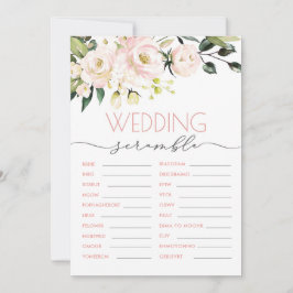 Convites Blush Green Floral Weding Word Scramble Game