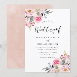 Convites Blush & Greenery: Casamento Floral de Watercolor
