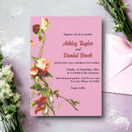 Convites Blush Greenery Rosas de outono Queda Casamento Flo