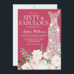 Convites Blush & Ivory, Rosa Dourado e Magenta 60º aniversá<br><div class="desc">Blush & Ivory,  Rosa Dourado e Magenta 60. Convite de aniversário. Também disponível como download digital Muitas mais variações de cor de vestimenta e arranjos florais na coleção (veja abaixo)</div>