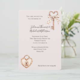 Convites Blush Key To My Heart Wedding