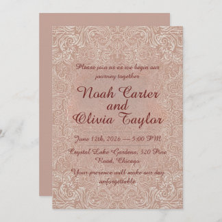 Convites Blush Lace Elegant Wedding Invitation