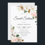 Convites Blush lindo e flores brancas doce 16<br><div class="desc">Flores Brancas e Blush Lindas 16 Consultar a coleção correspondente em Niche e Nest Store</div>