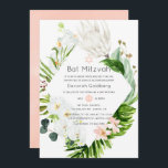 Convites Blush Lush Paradise Tropical Bat Mitzvah<br><div class="desc">Os verduras cor-de-rosa e tropicais cor-de-água de verão,  o morcego floral mitzvah,  convidam orquídeas brancas,  proteas reis brancas,  magnólias,  eucalipto e verde profundo.</div>