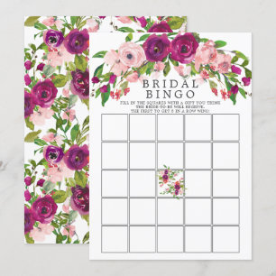 Convites Blush Marsala - Chá de panela Floral - Jogo Bingo