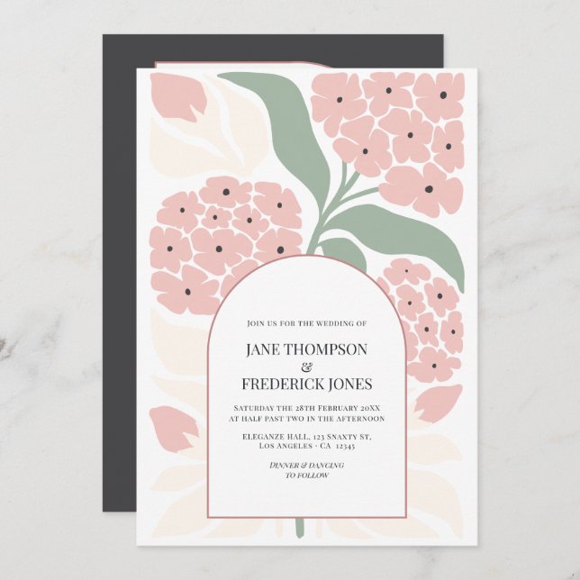 Convites Blush Meadow Abstract Floral Modern Spring Wedding (Frente/Verso)