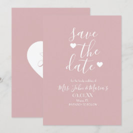 Convites Blush Minimalista Moderno com Corações Salve a Dat