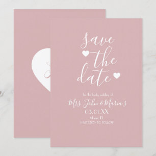 Convites Blush Minimalista Moderno com Corações Salve a Dat