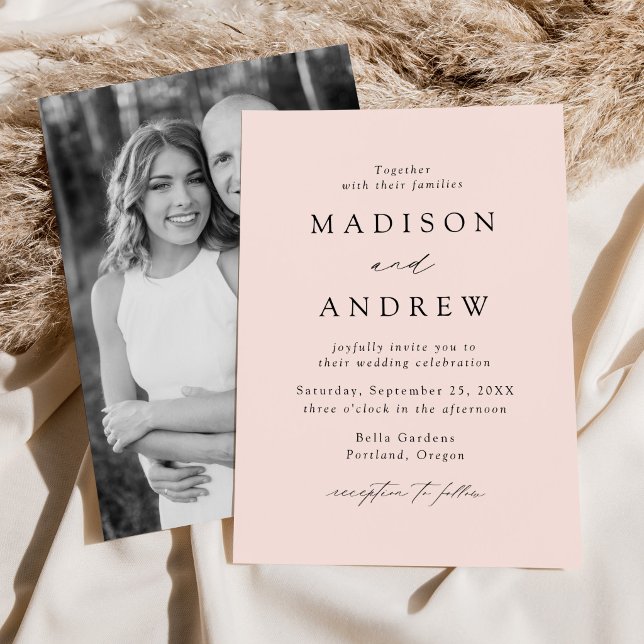 Convites Blush Modern Elegance Photo Wedding (Criador carregado)