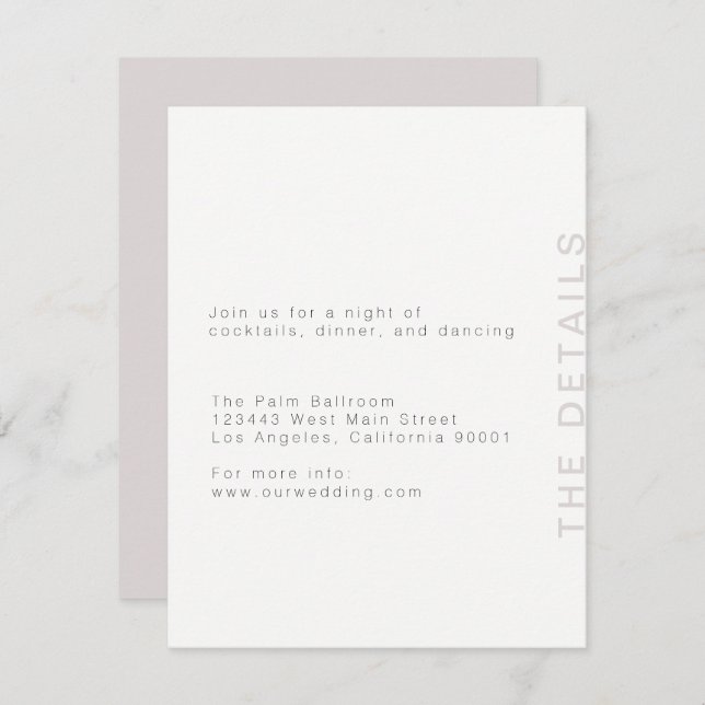 Convites Blush Modern Enclosure Card (Frente/Verso)