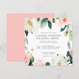 Convites Blush Moderno | Casamento Chic Botanical Garland