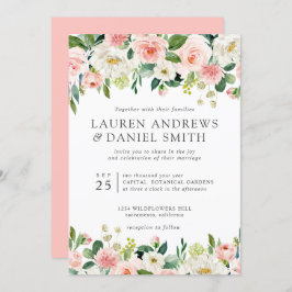 Convites Blush Moderno | Casamento Chic Botanical Garland