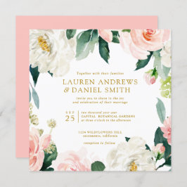 Convites Blush Moderno | Casamento com Chic Dourado Botanic