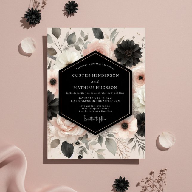 Convites Blush Moody Floral Romance Wedding (Criador carregado)