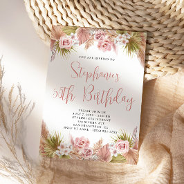 Convites Blush Pampas Grass Boho Floral Birday