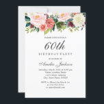 Convites Blush Peach Botânico Floral 60º Aniversário<br><div class="desc">Convites florais mais bonito na Loja Little Bayleigh!</div>