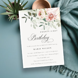 Convites Blush Peony Eucalyptus Foliage a Qualquer Idade An