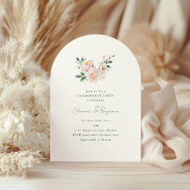 Convites Blush Peony Floral Arch Minimal Engagement Party