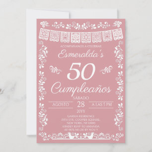 Convites Blush Pink 50 Aniversário Festa de Aniversário