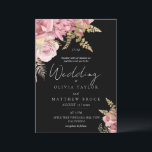 Convites Blush Pink and Black  Gold Modern Floral Wedding<br><div class="desc">Elegant photo wedding invitation. Stylish modern wedding invitation,  elegant blush pink gold floral and roses with pion gold greenery. Elegant and chic wedding invitation.</div>
