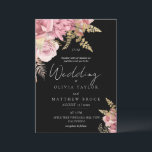 Convites Blush Pink and Black  Gold Modern Floral Wedding<br><div class="desc">Elegant photo wedding invitation. Stylish modern wedding invitation,  elegant blush pink gold floral and roses with pion gold greenery. Elegant and chic wedding invitation.</div>